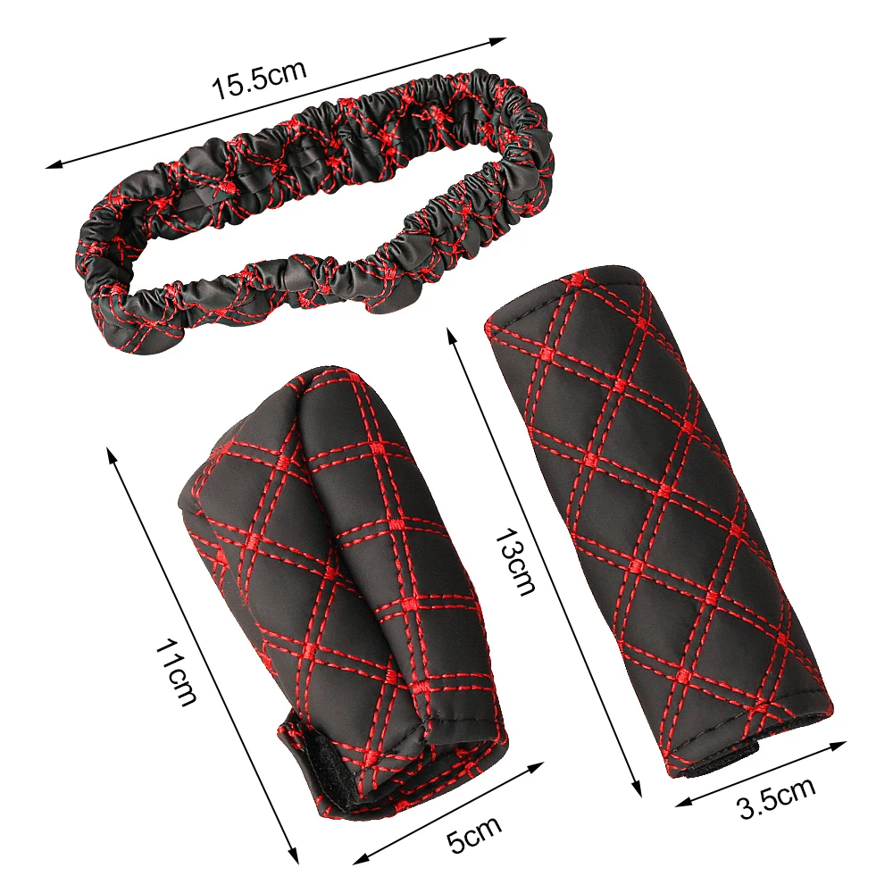 

Gear Shift Knob Cover Anti-slip Sweat Absorption Car Faux Leather Hand Brake Gear Head Shift Knob Cover Sleeve