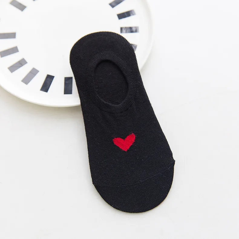 

5 Pair Spring And Summer Little Peach Heart Fashion Women's Socks Cotton Women's Invisible Boat Socks Silicone Anti Slip Socks