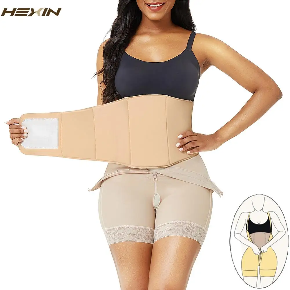 HEXIN Abdominal Board Compression Postpartum Recovery Tummy Control Faja Post Surgical Ab Liposuction Beige Waist Trainer | Женская