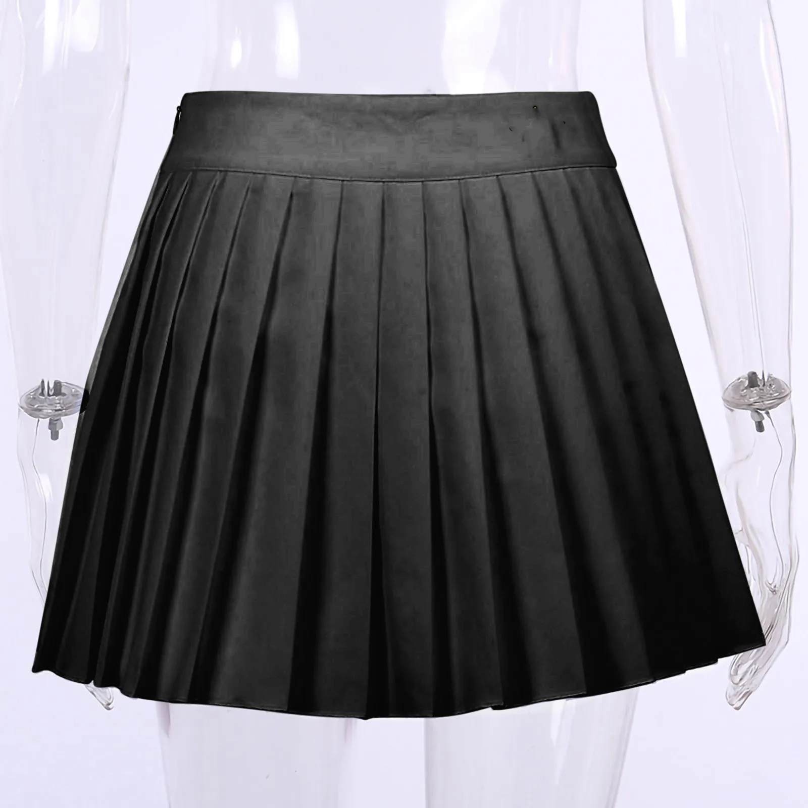 

Womail Women's Fashion Solid Cute Pattern A-Line Sexy Skirt High-Waist Thin Short Side Zipper Pleated Mini Skirts Mujer Faldas