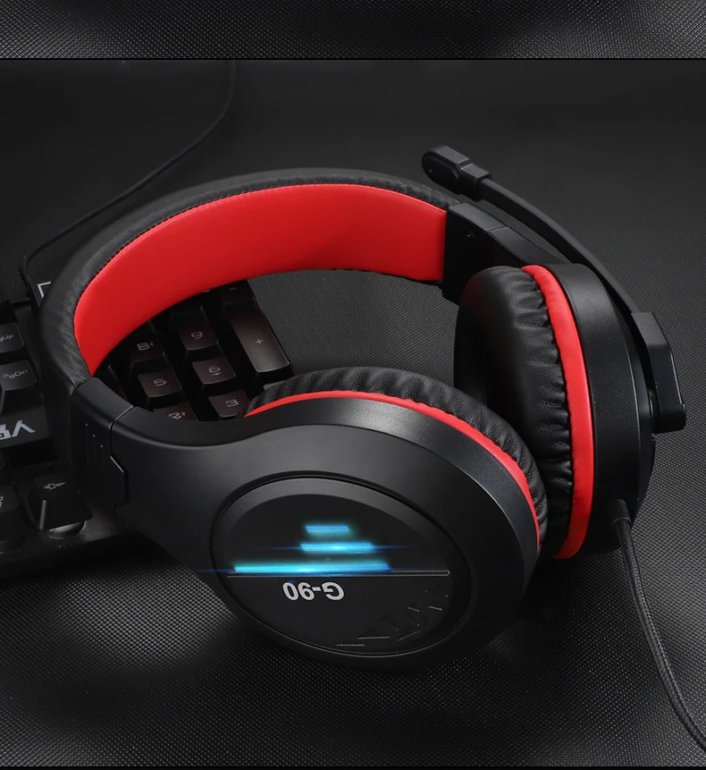 G90 игровых гарнитур большие наушники с светильник микрофоном стерео глубокими
