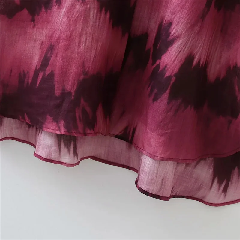 

Women Shirt Red Tie Dye Long Shirt Oversize Women's Blouses Summer 2021 Long Sleeve Top Asymmetric Button Up Female Shirts