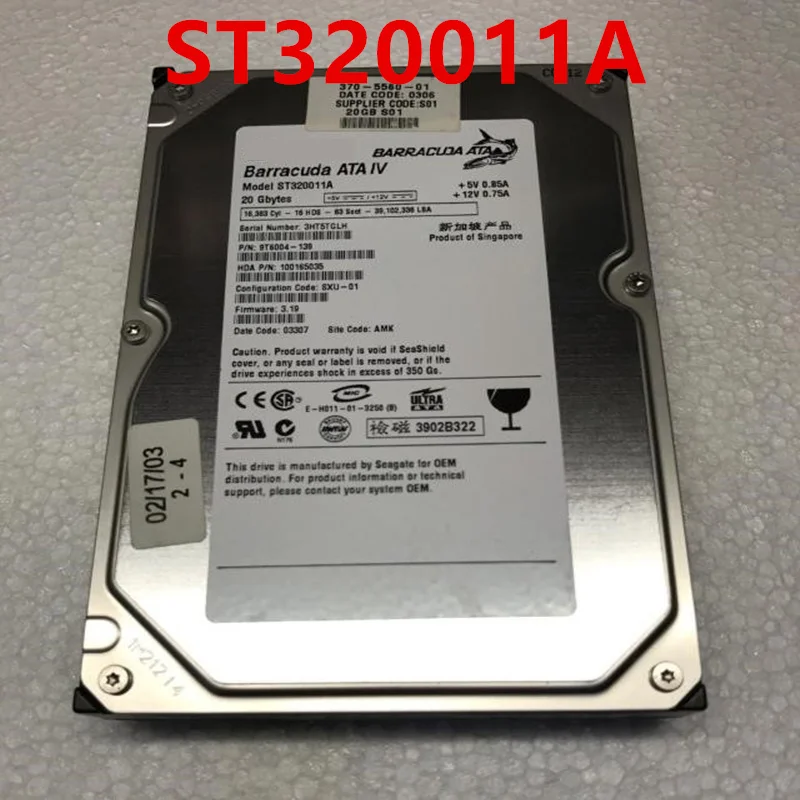 Almost New Original HDD For Seagate 20GB 3.5" 2MB IDE 7200RPM For Desktop HDD For ST320011A