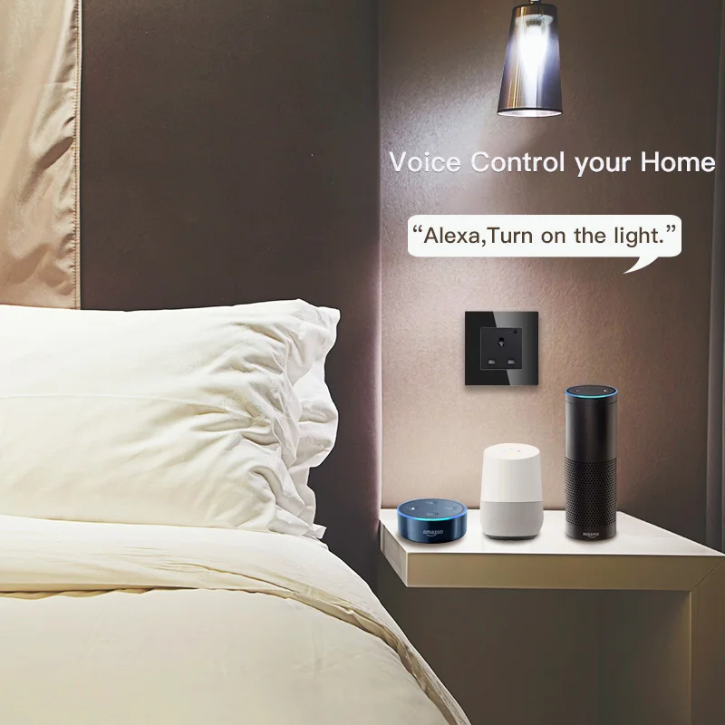 Великобритания WiFi умная настенная розетка 13A стеклянная панель выхода жизнь/Tuya