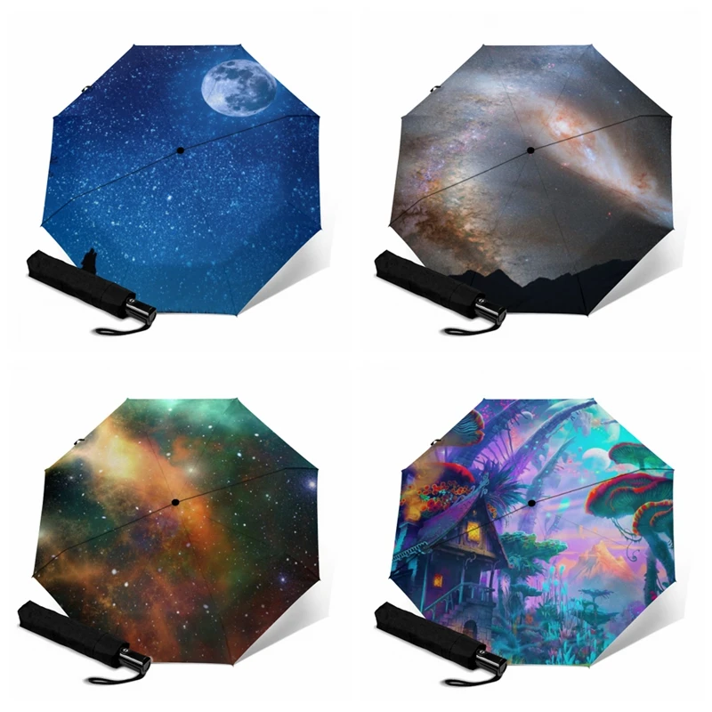 Двойной автоматический складной зонт для путешествий зонтик от солнца девочек