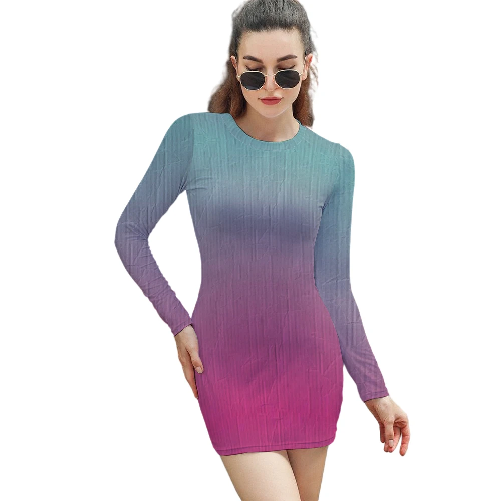 

Tie Dye Print Women Long Sleeve Mini Dress Bodycon Sexy Streetwear Party Club Elegant 2022 Summer Clothes