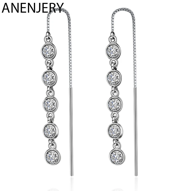 ANENJERY 925 пробы серебряные сладкие капля глазурь лепесток цветок Заушник серьги
