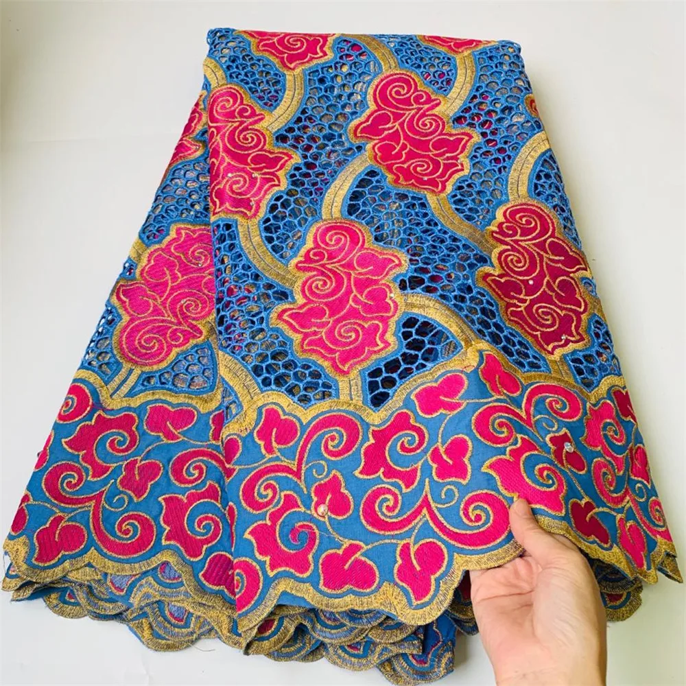 

Latest African Cotton Dry Fabric Embroidery Swiss Voile Lace Cloth In Switzerland High Quality Nigerian Eyelet Material AC8