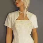 Свадебные накидки с коротким рукавом, белые, цвета слоновой кости, атласные свадебные жакеты, женская вечерняя искусственная шаль, изготовленная на заказ