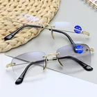 Очки для чтения XojoX унисекс, с защитой от сисветильник света, без оправы, для дальнозоркости, с диоптриями + 1,0, + 1,5, + 2,0, + 2,5, + 3,0, + 3,5, + 4,0