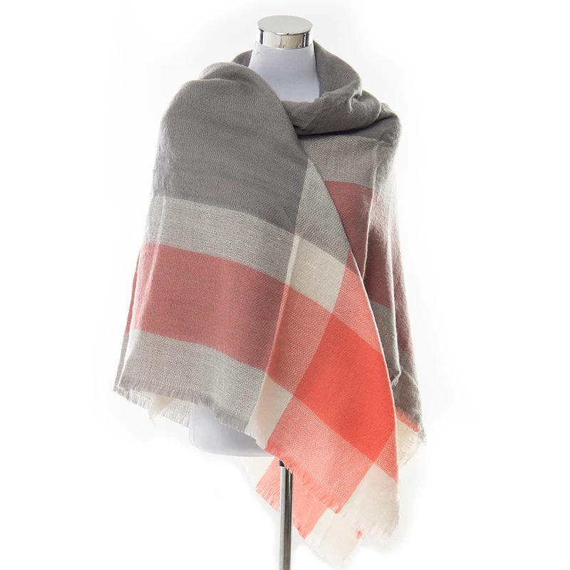 Женщины одеяло шарф зимние кашемировые шарфы в клетку теплые женские хиджаб