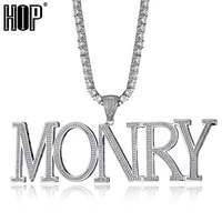 custom name bubble letters pendant iced out aaa cubic zirconia with tennis chain mens hip hop charm necklace rock jewelry