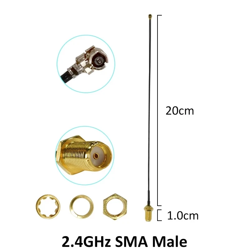 

2.4Ghz antenna Wifi 5dbi SMA Male connector white 2.4 ghz antena Omni-Directional Router Antenna +21cm RP-SMA Male Pigtail Cable