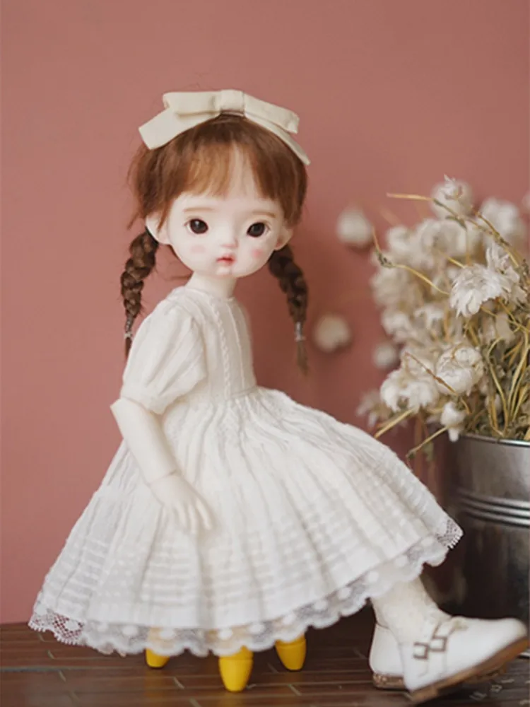 1/6 BJD белое платье Yosd головной убор с бантом кукольная одежда | Игрушки и хобби