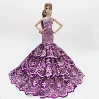 fashion purple lace princess wedding dresses 16 bjd clothes for barbie doll outfits fishtail party gown 16 accessories kid toy