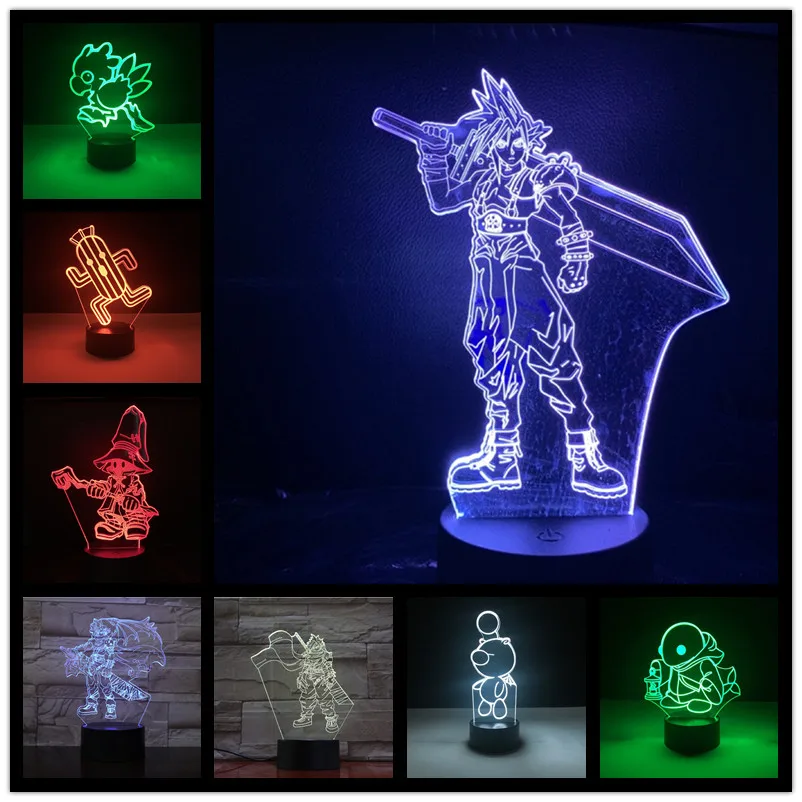 Lámpara Led 3D de Final Fantasy Cloud Strife para decoración del hogar,...