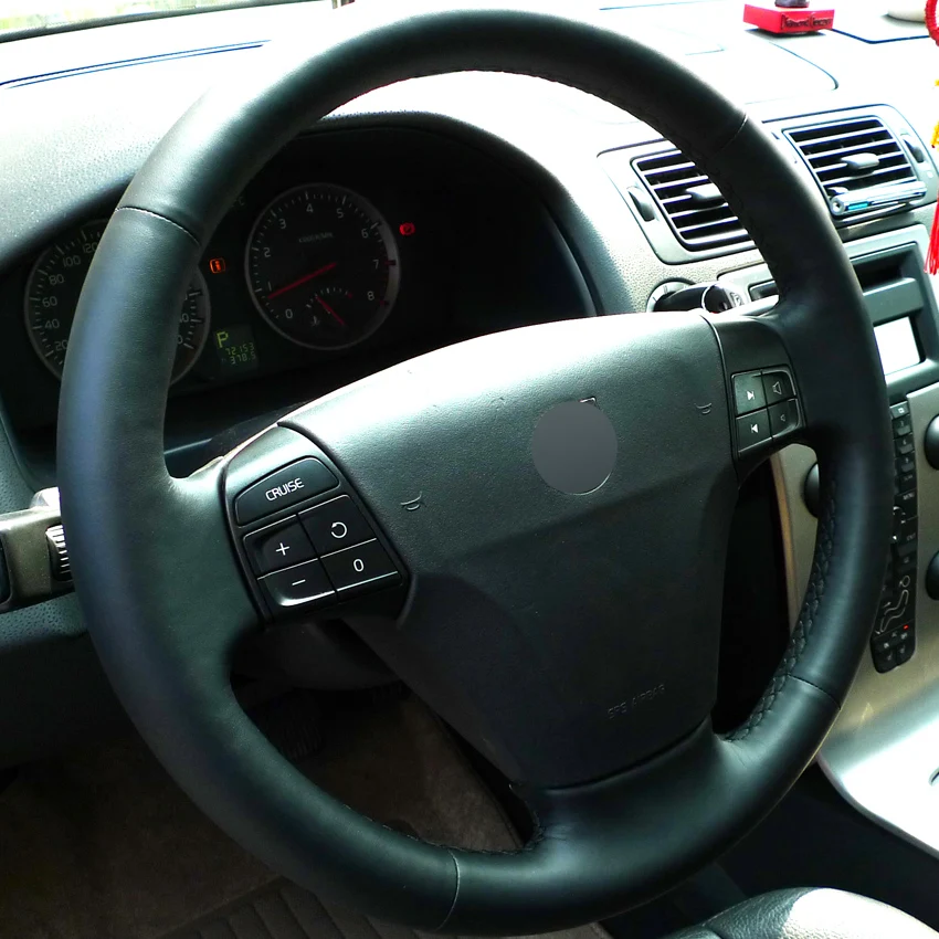 Черная искусственная кожа PU DIY Ручная сшивка чехол рулевого колеса автомобиля