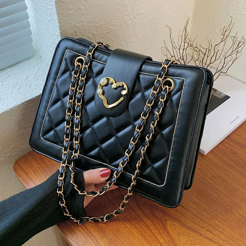 

High-quality Ladies Rhombic Chain One-shoulder Large-capacity Bag 2021New Autumn Net Red Wild Texture One-shoulder Messenger Bag