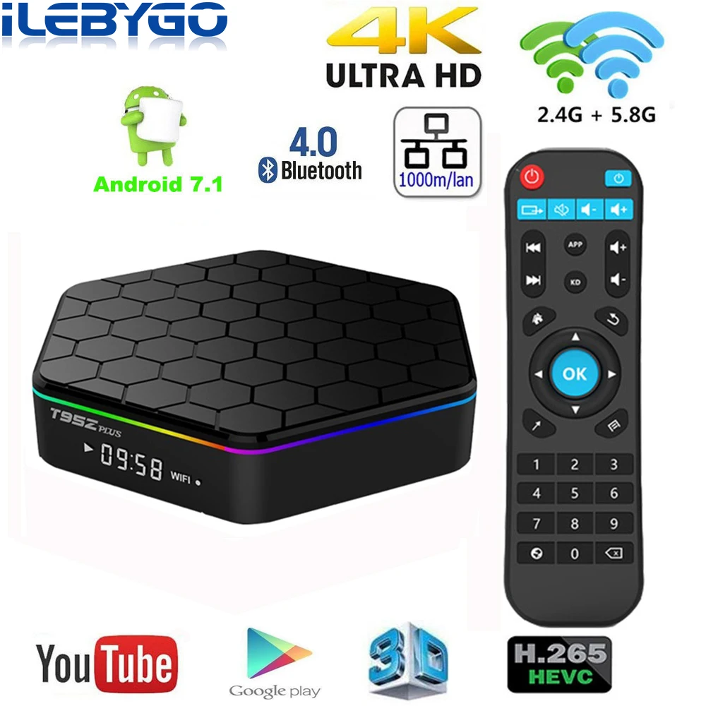 T95Z Plus Smart Android TV BOX 3 Гб/32 ГБ Восьмиядерный процессор Amlogic S912 телеприставка 2 4G/5 ГГц