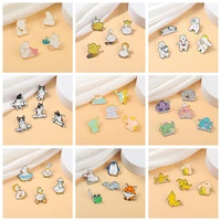 4 5pcssets animals suits enamel pin octopus bear duck elephant giraffe brooches badge backpack gift friends jewelry wholesale
