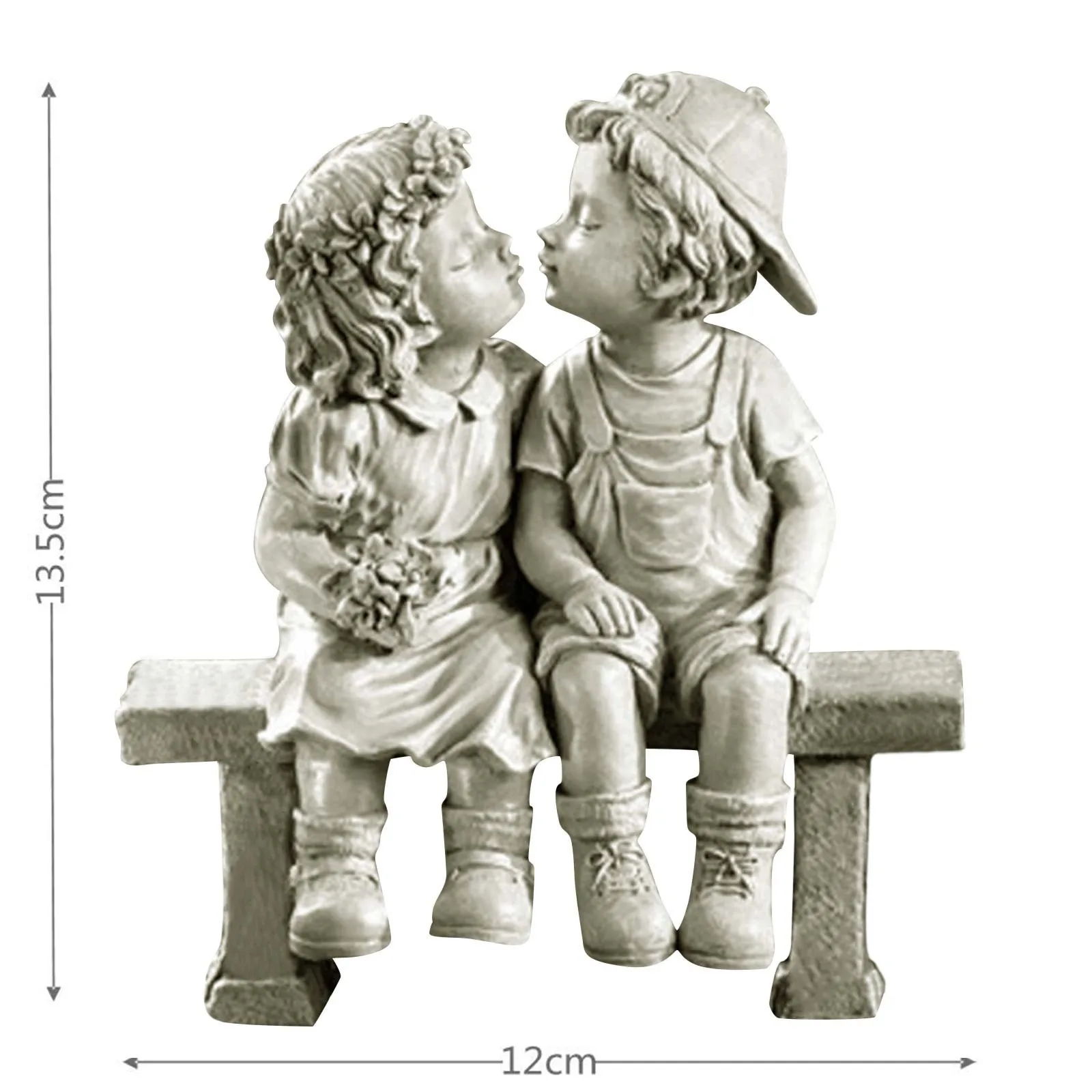 

Stone Effect Kissing Kids Garden Statue Outdoor Fairy Decor Boy Girl Ornament Sculptures Bench Figurine Bonsai Miniature Craft