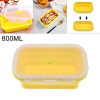 yellow 800ml 7 inch rectangle silicone scalable folding lunchbox bento box with silicone sealing plug for 40 230 centigrade