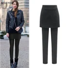 Женские леггинсы с юбкой из флиса, теплая зимняя утолщенная одежда размера плюс 4XL 5XL 6XL, Корейская одежда, леггинсы ouc058