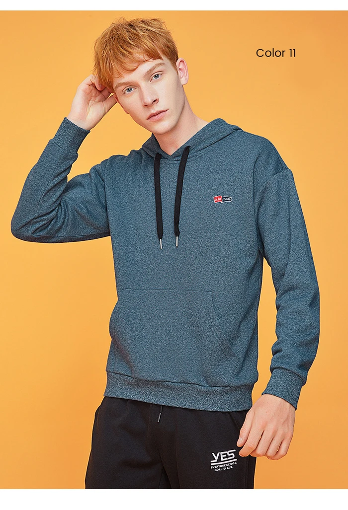 Giordano мужской свитшот кенгуру с капюшоном и небольшим печатным лого на передней части, данная модель имеет несколько цветовых решений