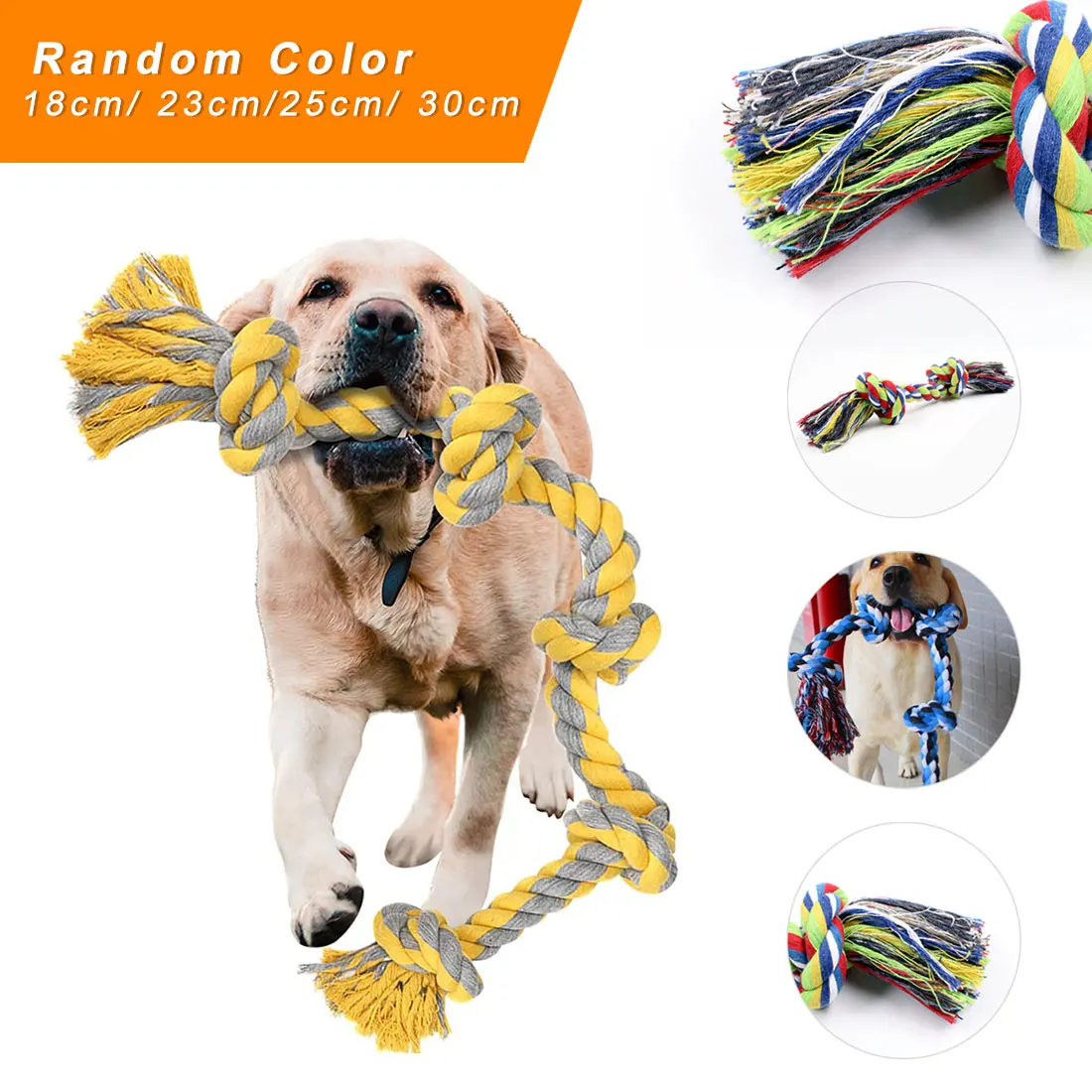 

Dog Bite Rope Toys Pet Dog Puppy Cotton Chew Knot Toy Durable Braided Bone Funny Tool Random Color Dogs Tooth Cleaning Supplies