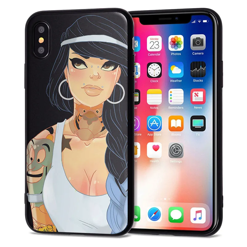 09 Чехол для iPhone 11 Pro, чехол для iPhone 5, 5S, 6, 6 S, 7, 8 Plus, X, XS, Max, тату, принцесса, чехол для iPhone 7, чехол из мягкого ТПУ для iPhone XR, чехол - Цвет: 09