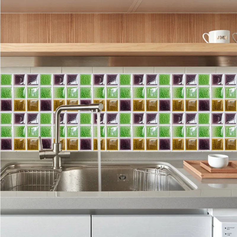 6 шт. ПВХ Настенная Наклейка плитка ванная комната Водонепроницаемая мозаика