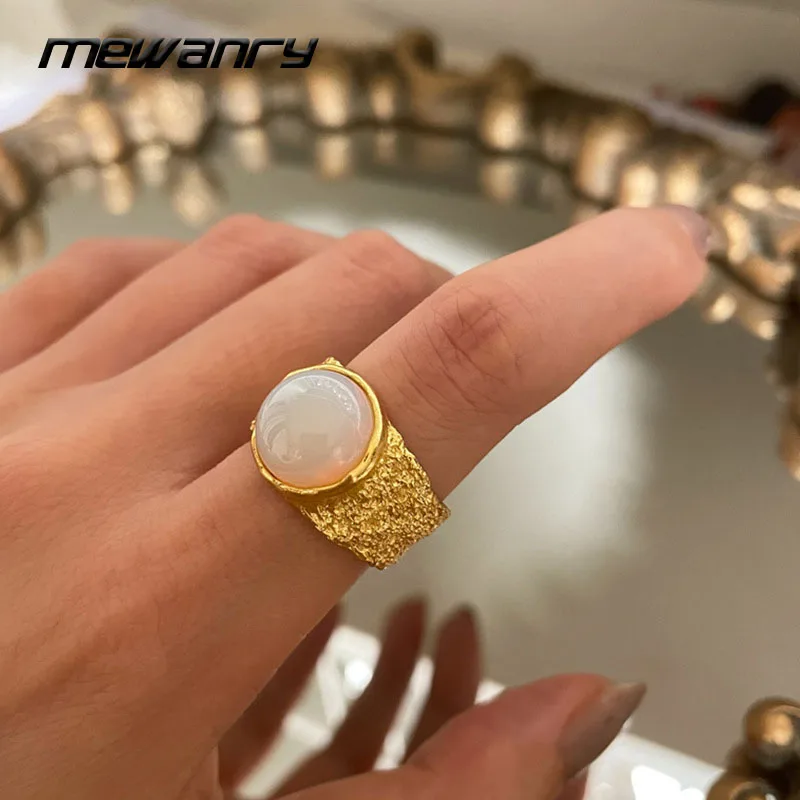 

Mewanry 925 Sterling Silver Rings for Women New Trend Elegant Simple Vintage Tin Foil Texture Gems Party Jewelry Birthday Gifts