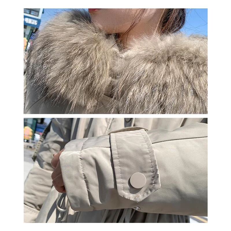 2019 зимние женские пуховики Зимняя куртка большое меховое толстое изящное