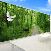 custom photo mural wallpaper for living room bedroom walls 3d green forest path white pigeon background wall decoration painting