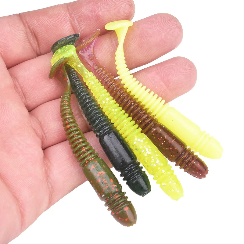 10pcs 7.5cm 3.2g Shad Fishy Smell Silicone Soft Bait Jig Wobblers Fishing Lures Artificial Baits With Salt Impact Ring Swimbait