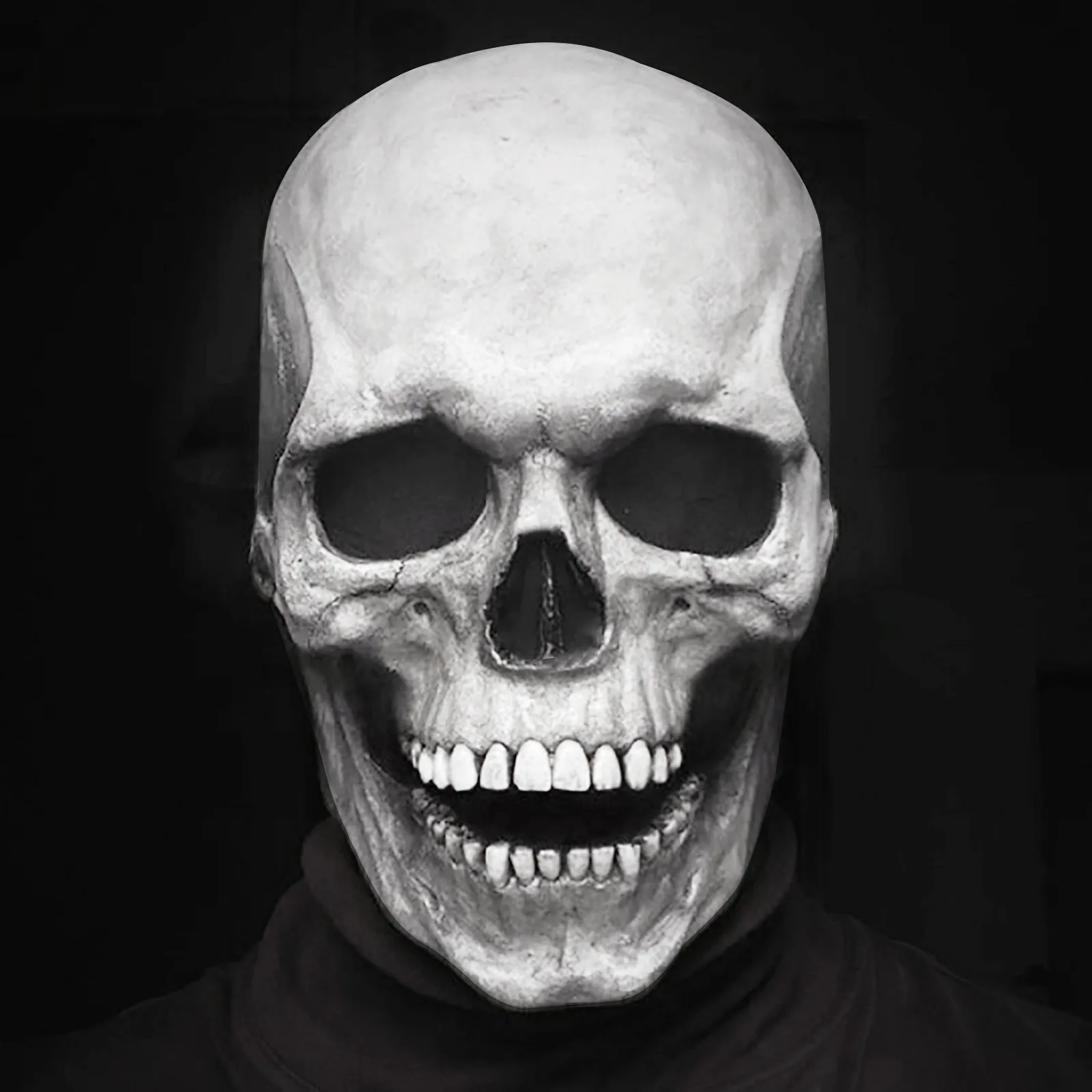 

Skull Skeleton Mask Bone Chest Piece Halloween Costume Horror Evil Helmet With Movable Jaw Full Head Mask