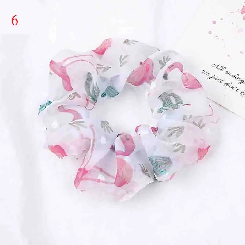 Женские резинки с вишневым цветочным фламинго держатель для конского хвоста