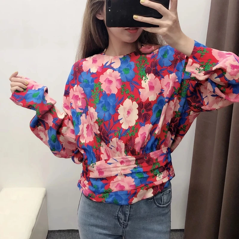 Новый женский винтажный цветной цветочный принт повседневное кимоно блузка
