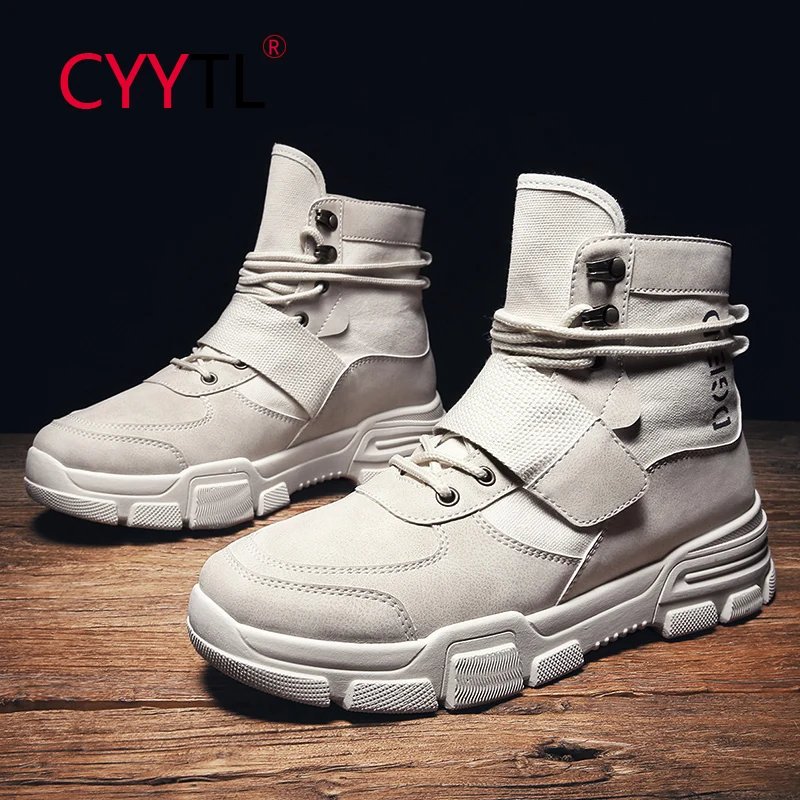 

CYYTL Men's Military Waterproof Hiking Boots Anti-Slip Outdoor Shoes Mid Top Ankle Work Male Walking Winter Keep Warm Botines