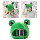 Забавная плюшевая шапка с большими глазами лягушки, игрушечная зеленая шапка, головной убор, костюм для косплея XX9D
