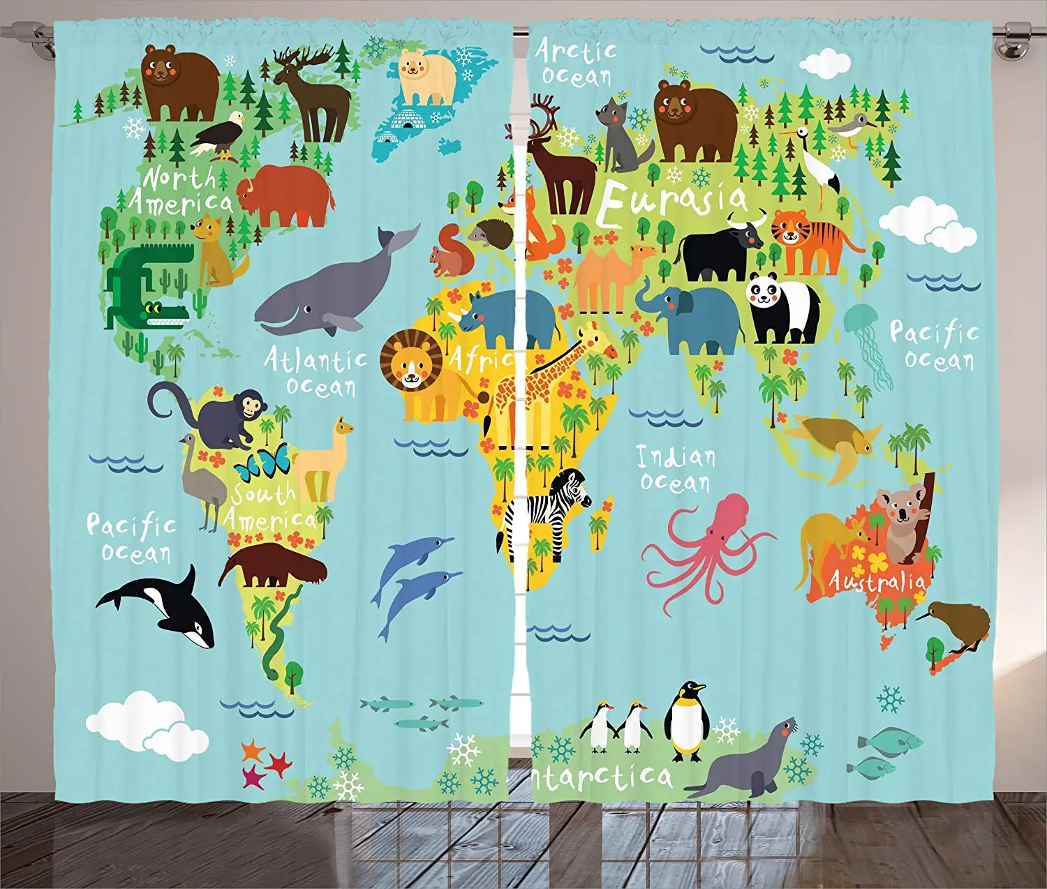 

Wanderlust Decor Window Curtain for Kids Room Bedroom Curtain for Girls Colorful cortinas