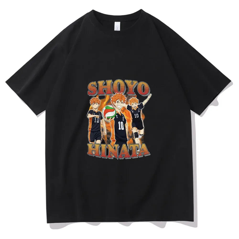 

Japanese Anime Haikyuu Shoyo Hinata Graphics Print Tshirt Cartoon Style Men Women Cotton Tee Short Sleeve Man Fashion T-shirt