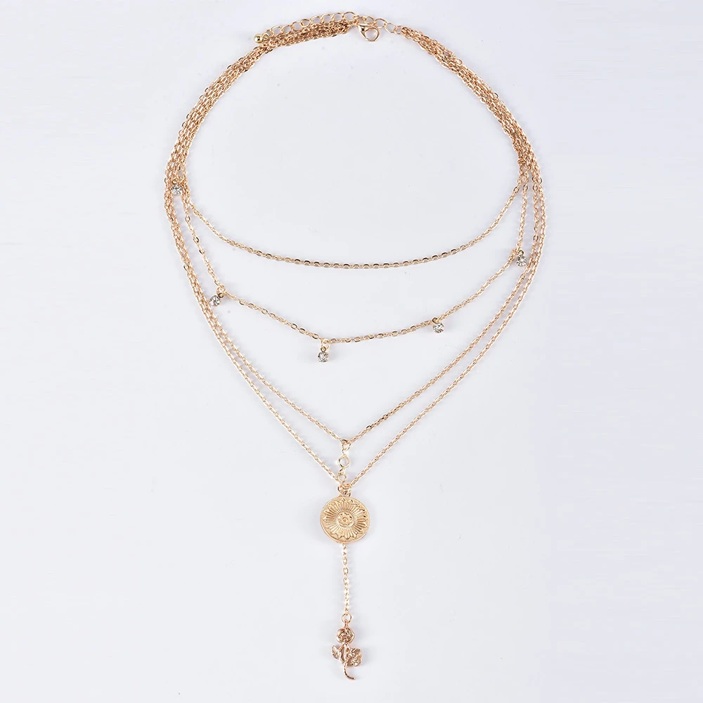 Женское Ожерелье в стиле бохо винтажное ожерелье с кристаллами и розовым солнцем