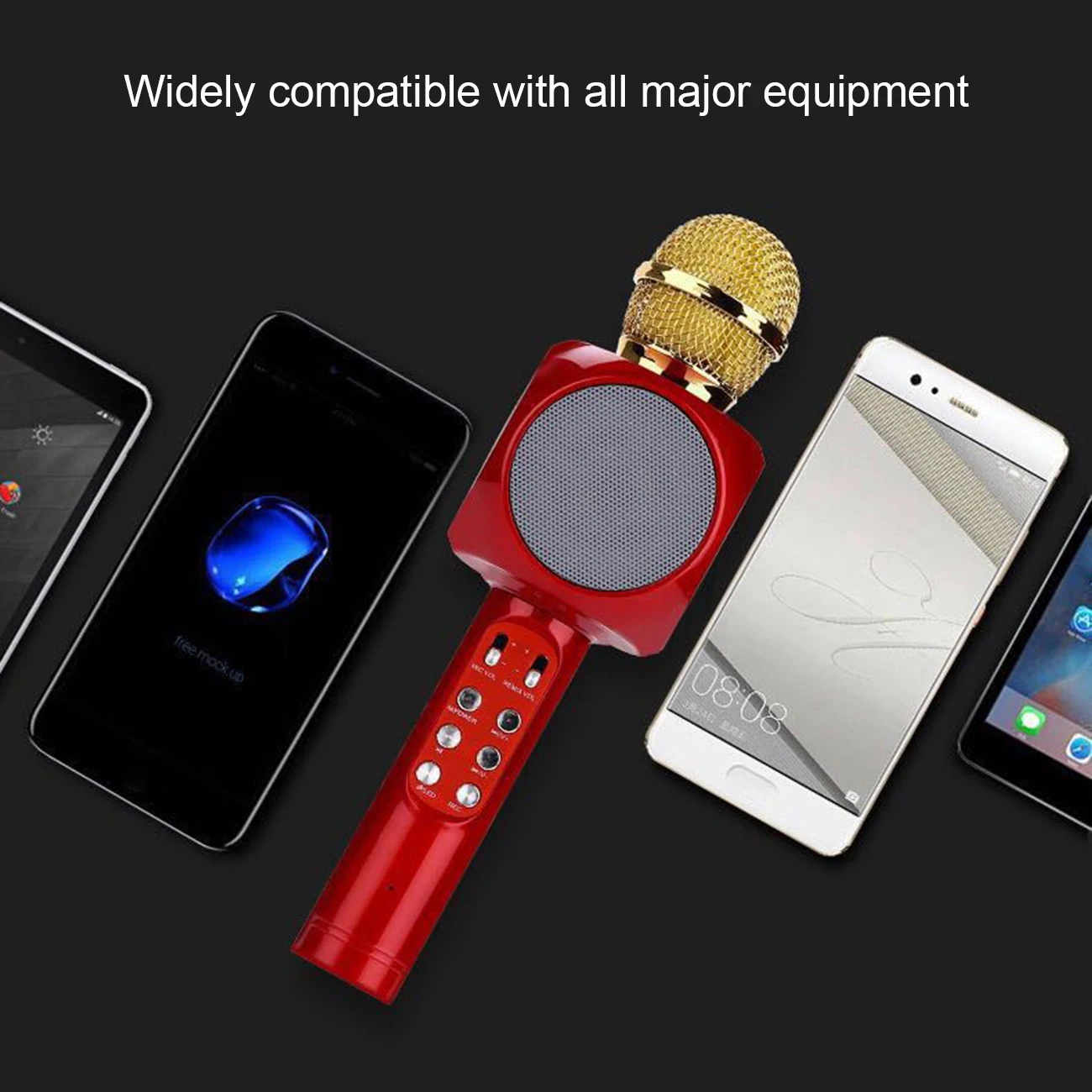 Микрофон W1816 микрофон беспроводной с эффектом эхо подсветкой для караоке