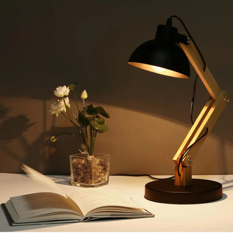 Настольная лампа В индустриальном стиле Минималистичная деревянная настольная