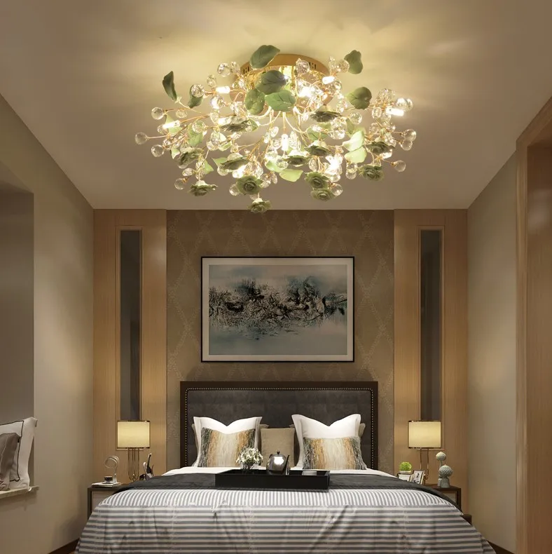 Скандинавском стиле с украшением в виде кристаллов цветок потолочный светильник