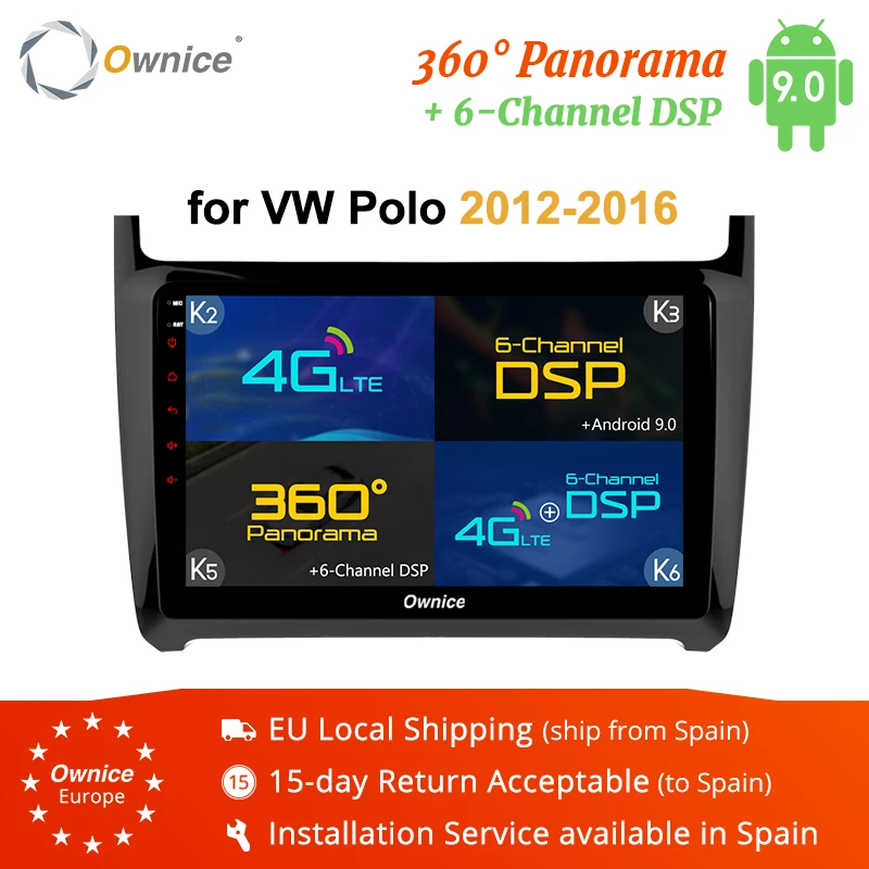 Ownice K1 K2 K3 k5 k6 2Din Android 8,1 Восьмиядерный 4G LTE 360 Panorama DSP автомобильный dvd-плеер радио для Volkswagen VW Polo 2012