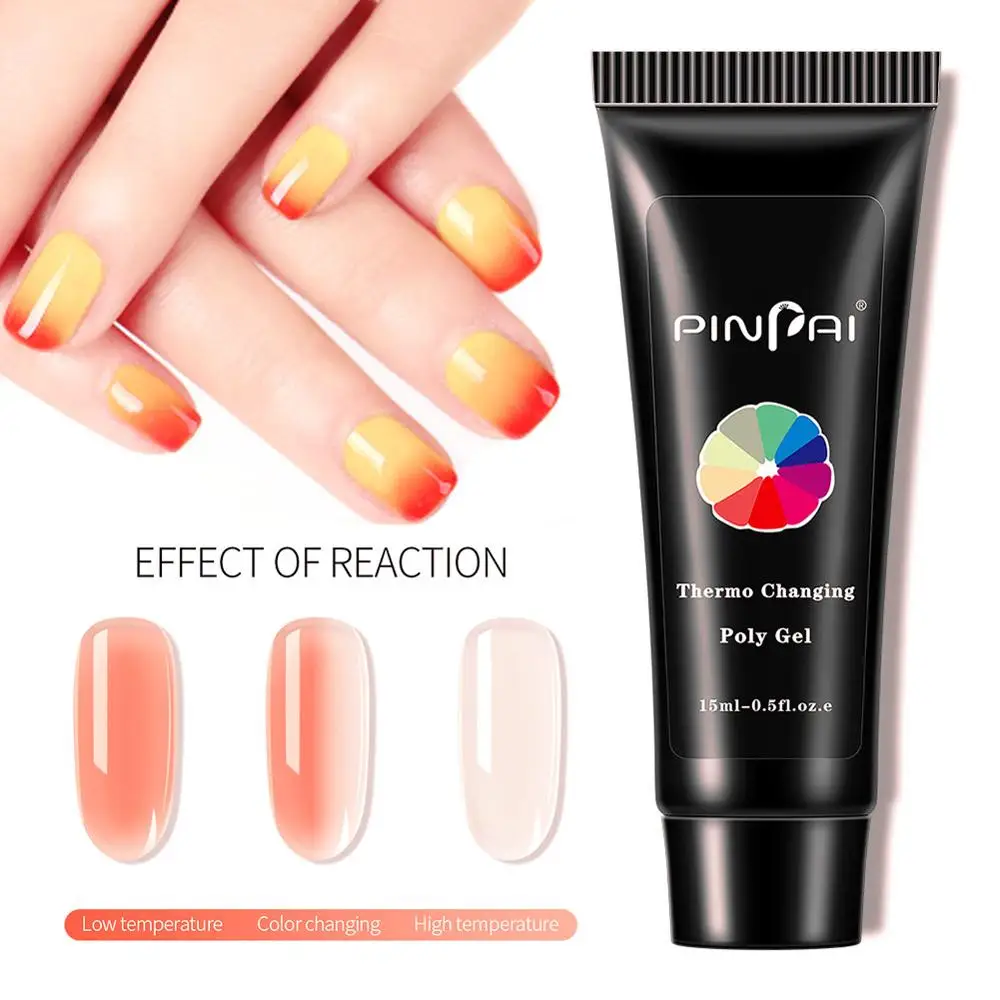 Гелевый УФ-гель для маникюра термоизменяющий прозрачный удлиненный клей ногтей