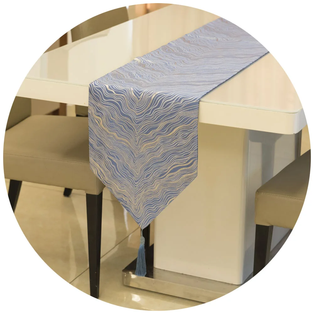 

Light luxury wave pattern table runner new Chinese dining table tea table bed end towel soft fabric