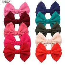 10Pcs/Lot 2021 NEW Trendy 5'' Waffles Fabric Hair Bows Clips Solid Color Hairpins For Women DIY Girls Hair Accessories Mujer (3)